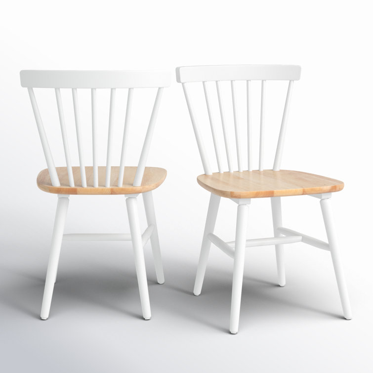 Winona Transitional White and Natural Wood Windsor Side Chair
