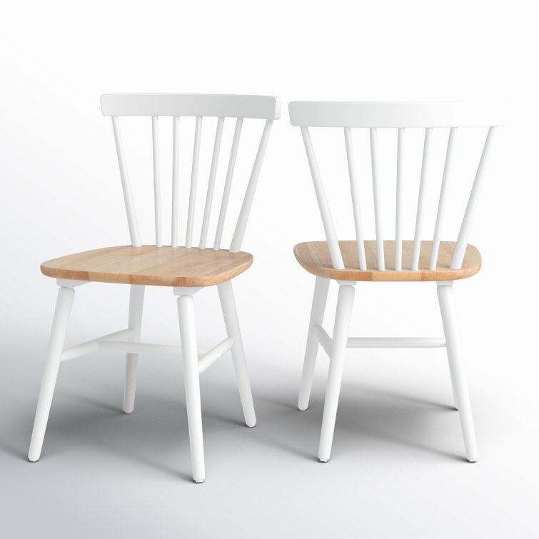 Winona Transitional White and Natural Wood Windsor Side Chair