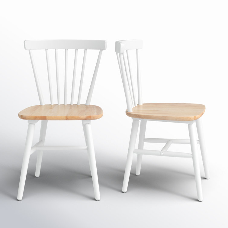 Winona Transitional White and Natural Wood Windsor Side Chair