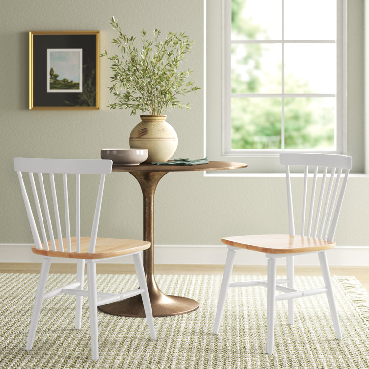 Winona Transitional White and Natural Wood Windsor Side Chair