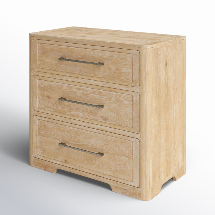 Beige Oak and Maple 3-Drawer Transitional Nightstand