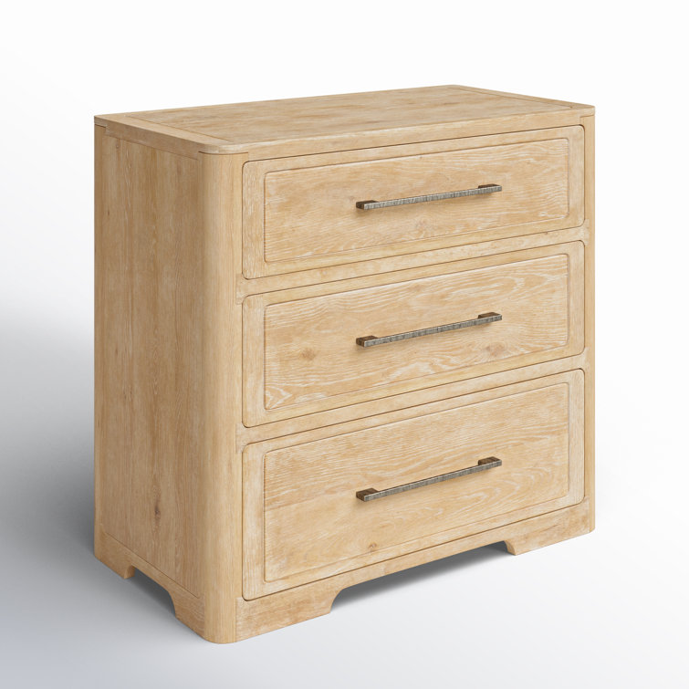 Beige Oak and Maple 3-Drawer Transitional Nightstand