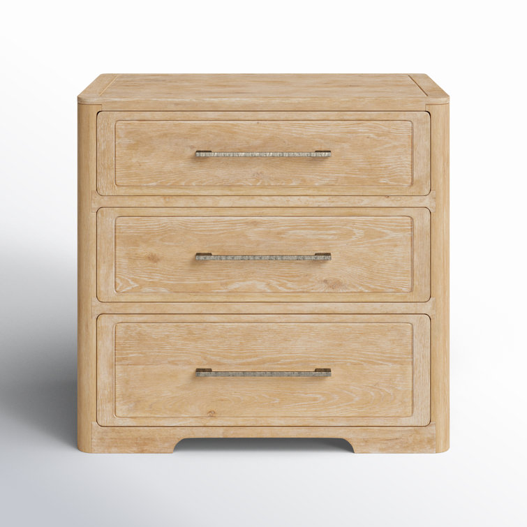 Beige Oak and Maple 3-Drawer Transitional Nightstand