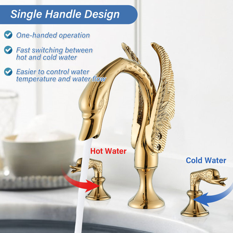 Luxurious Gold Swan Vessel Sink Faucet with Dual Handles