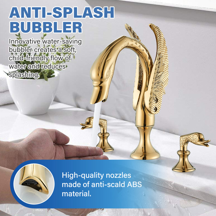 Luxurious Gold Swan Vessel Sink Faucet with Dual Handles