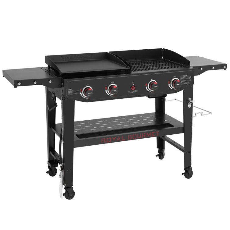 Royal Gourmet Black 4-Burner Propane Gas Grill and Griddle Combo