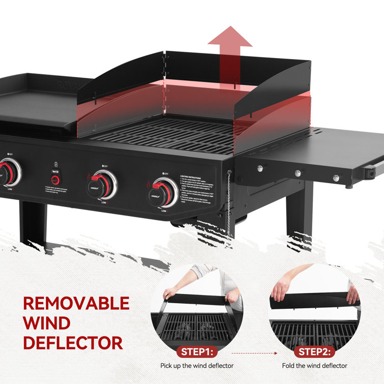 Royal Gourmet Black 4-Burner Propane Gas Grill and Griddle Combo