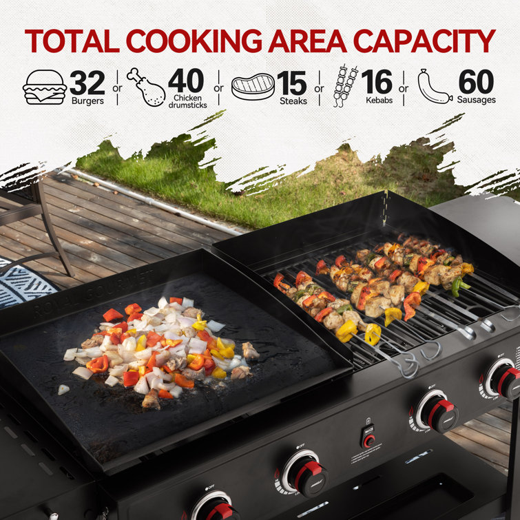 Royal Gourmet Black 4-Burner Propane Gas Grill and Griddle Combo