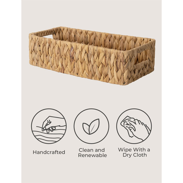Natural Wicker Water Hyacinth Storage Basket with Handles