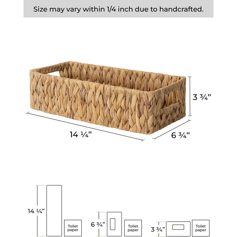 Natural Wicker Water Hyacinth Storage Basket with Handles