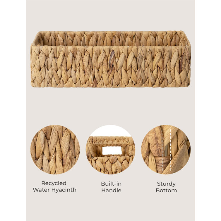 Natural Wicker Water Hyacinth Storage Basket with Handles