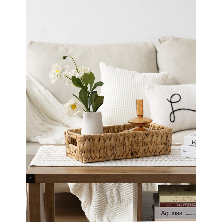 Natural Wicker Water Hyacinth Storage Basket with Handles