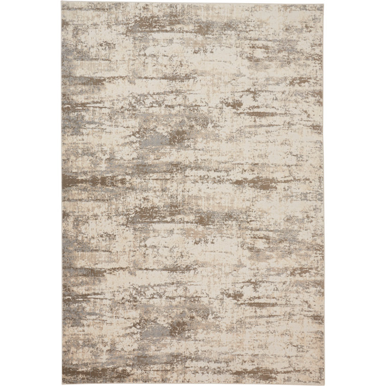 Frida Ivory Abstract Lustrous Viscose Area Rug, 7'9" x 10'