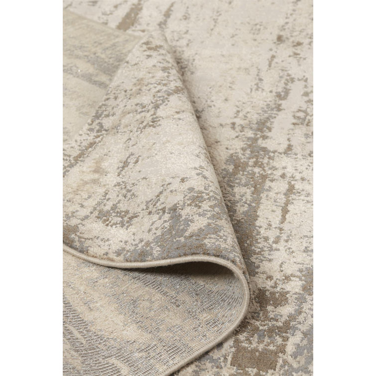 Frida Ivory Abstract Lustrous Viscose Area Rug, 7'9" x 10'