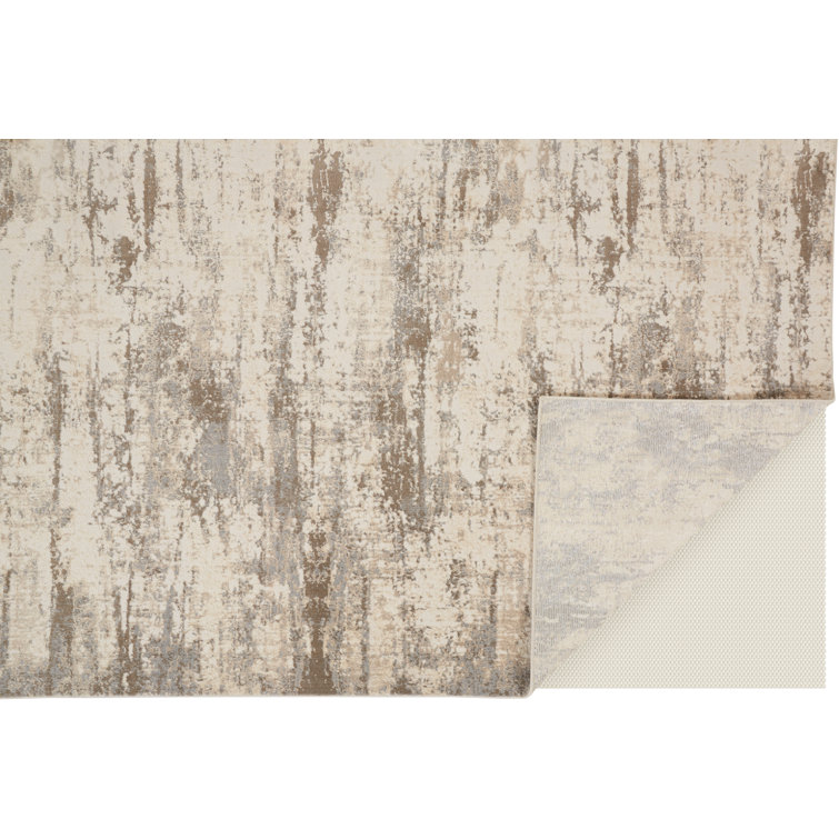 Frida Ivory Abstract Lustrous Viscose Area Rug, 7'9" x 10'