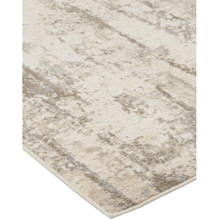 Frida Ivory Abstract Lustrous Viscose Area Rug, 7'9" x 10'