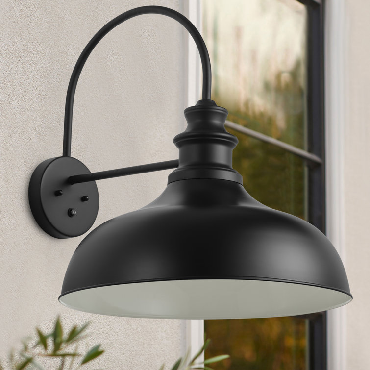 Black Industrial Dimmable Outdoor Wall Light with Dusk-to-Dawn Sensor