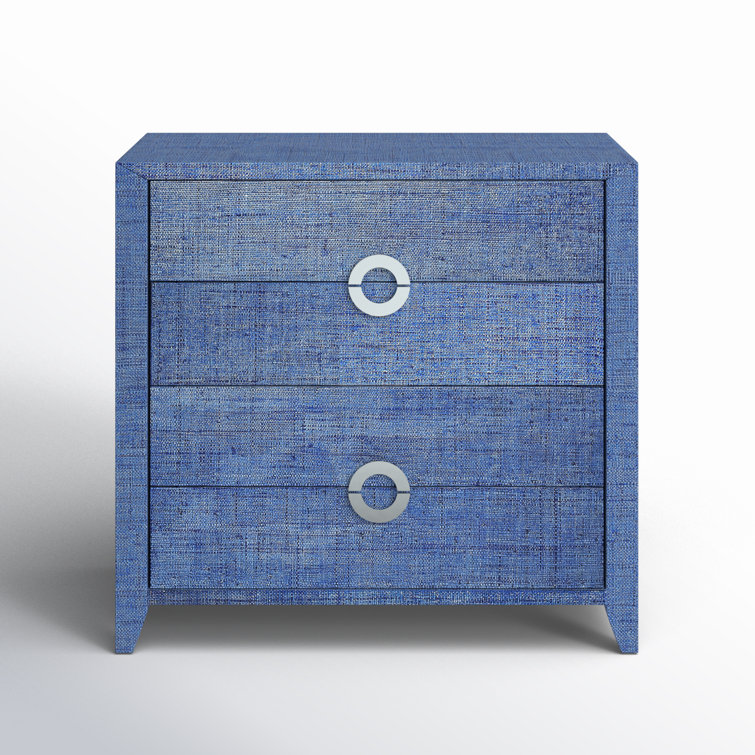 Amelle Ocean Blue Raffia 4-Drawer Accent Chest