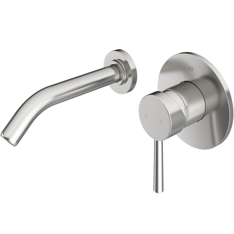 Modern Black and Nickel Wall Mounted Widespread Faucet