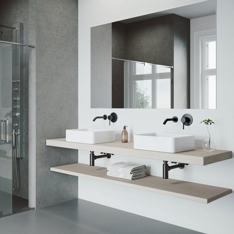 Elegant Olus 4.5" Black Brass Wall-Mounted Modern Bathroom Faucet