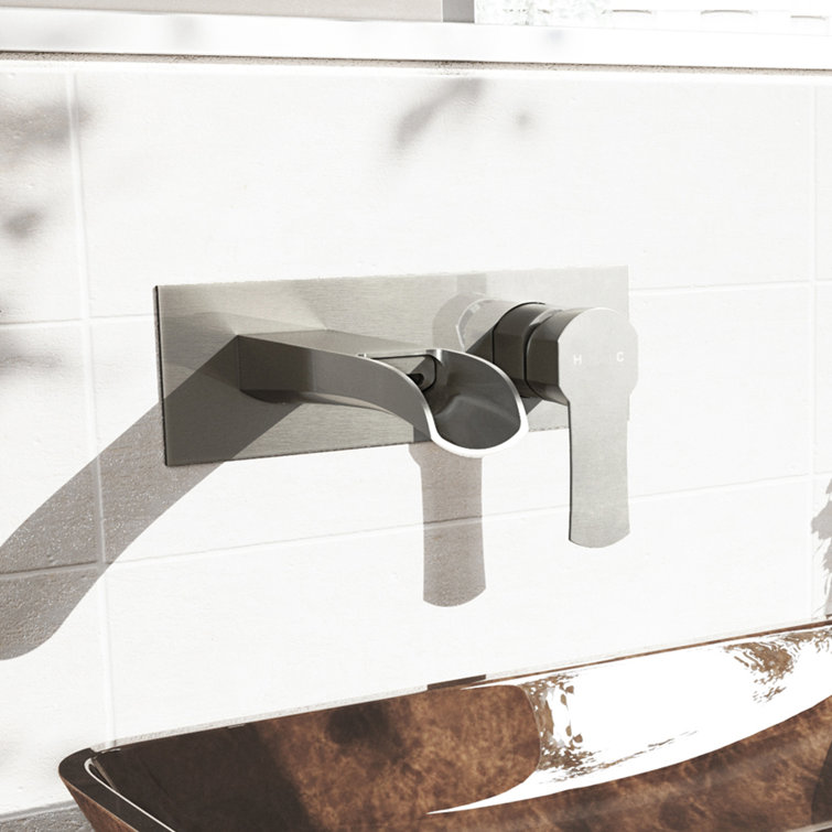 Cornelius 9 7/8" Black and Nickel Modern Wall Mounted Faucet