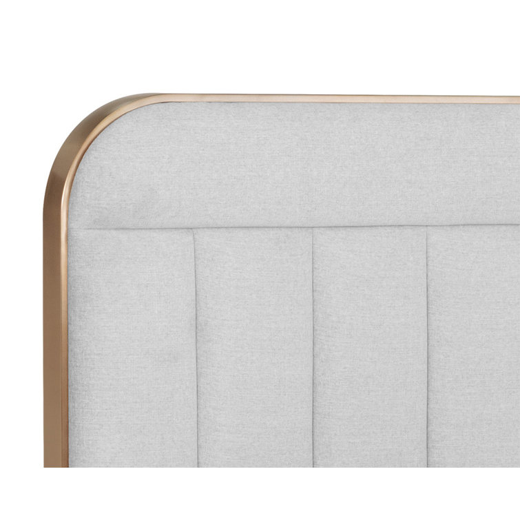 King Silver Upholstered Platform Bed with Metal Frame