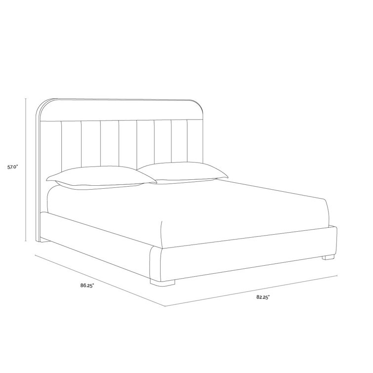 King Silver Upholstered Platform Bed with Metal Frame