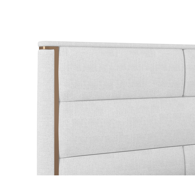 Gray King Upholstered Platform Bed with Tufted Headboard
