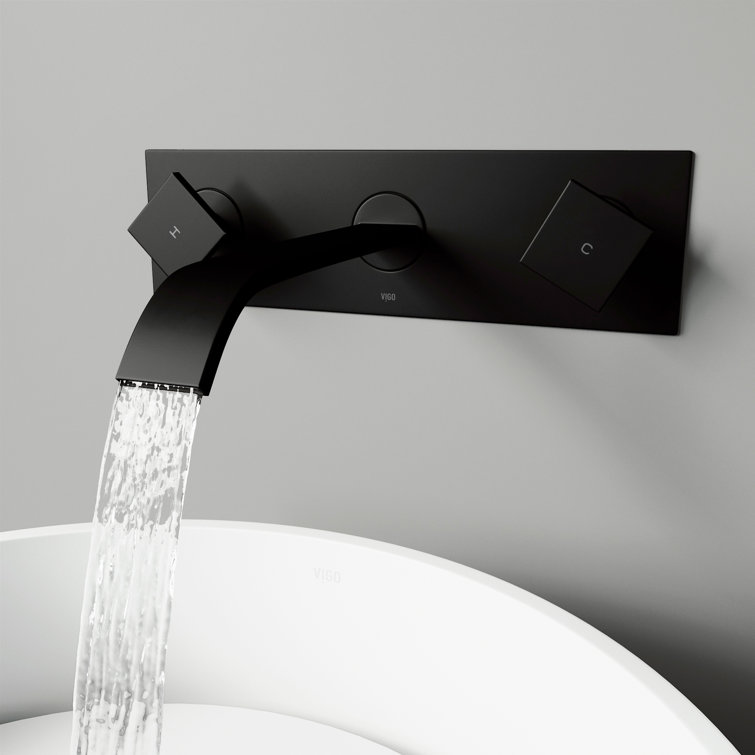 Contemporary Dual-Handle Black Nickel Wall-Mounted Bathroom Faucet