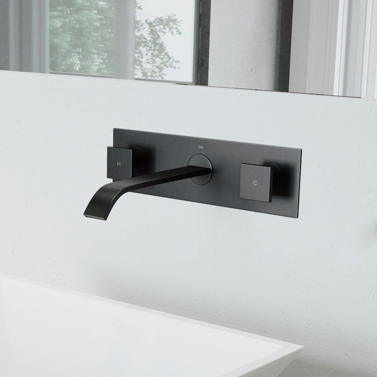 Contemporary Dual-Handle Black Nickel Wall-Mounted Bathroom Faucet