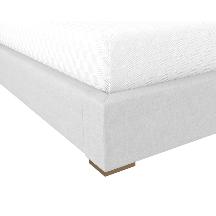 Gray King Upholstered Platform Bed with Tufted Headboard