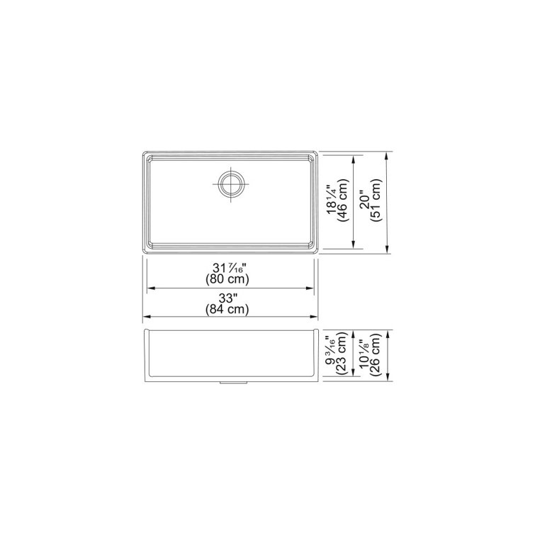 White Fireclay 33" Single Bowl Farmhouse Apron Sink