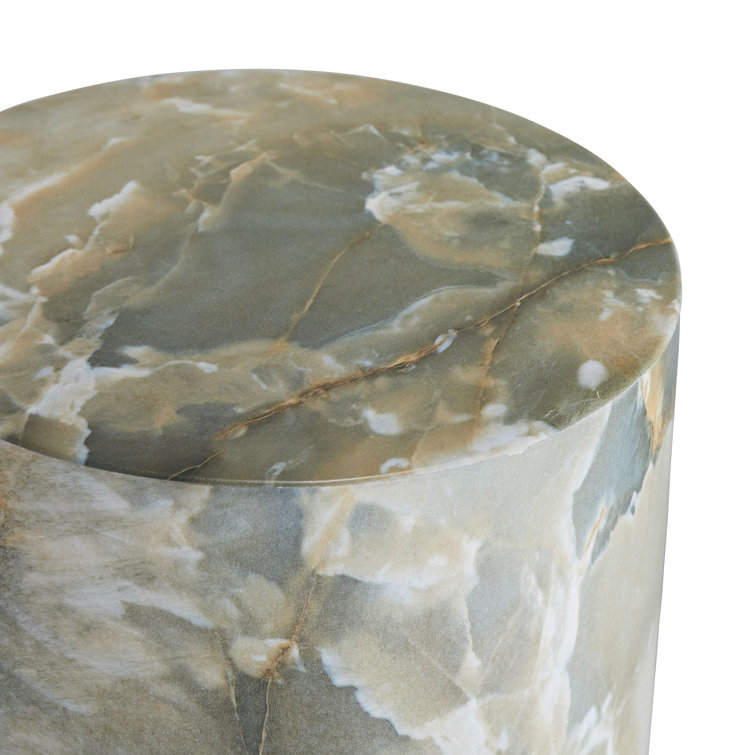Jade Faux Marble Drum Accent Table