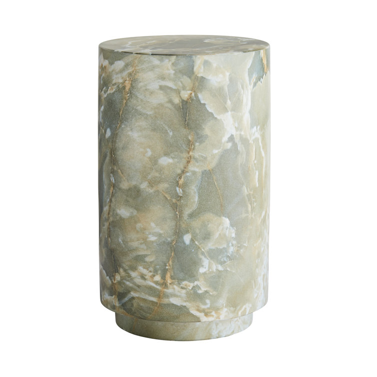 Jade Faux Marble Drum Accent Table