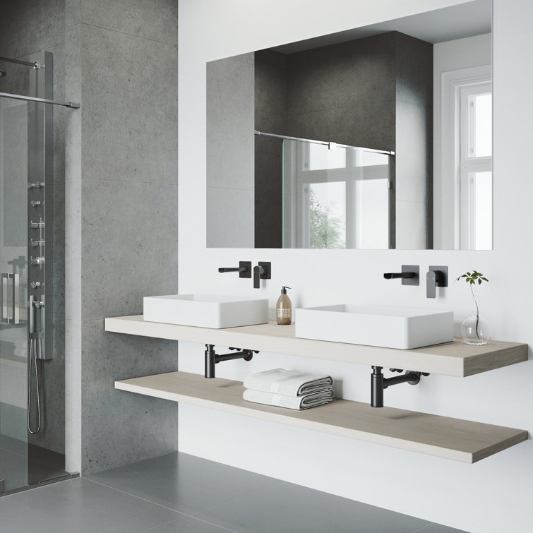 Sleek Modern 5.25" Black Brass Wall Mounted Faucet