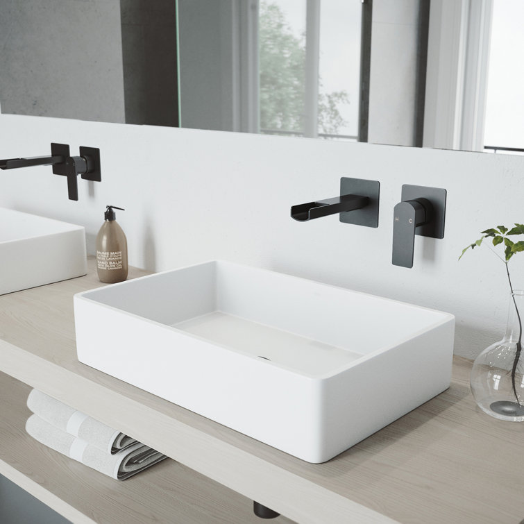 Sleek Modern 5.25" Black Brass Wall Mounted Faucet