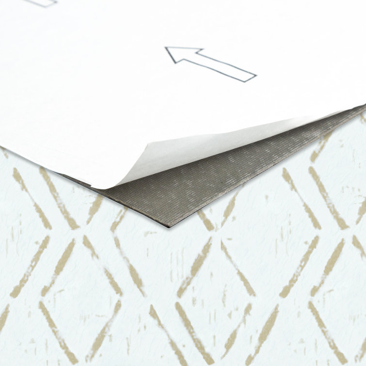 Diamond Pattern Self-Adhesive Vinyl Floor Tiles, 12" x 12", White and Beige