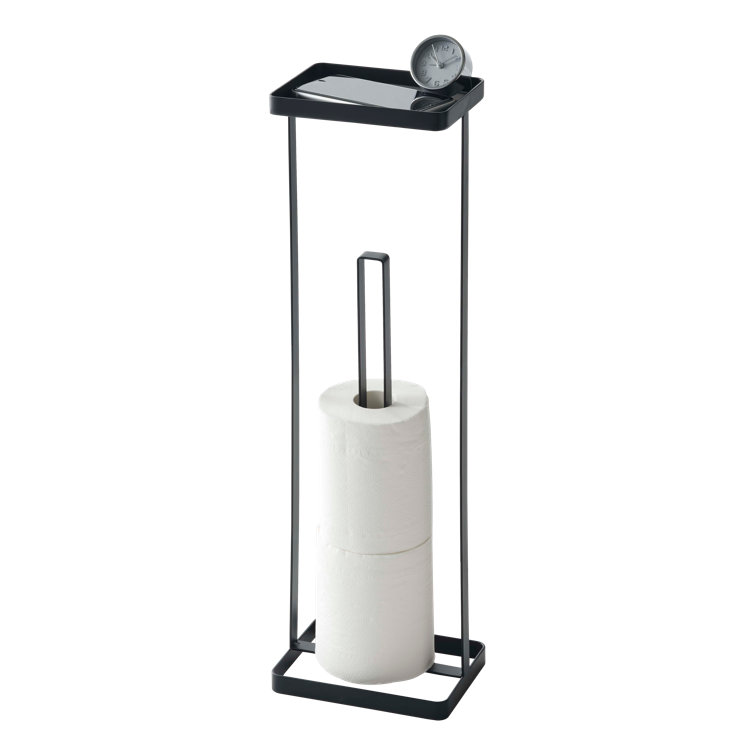 Black Metal Toilet Paper Stand with Tray, 20.47" Height