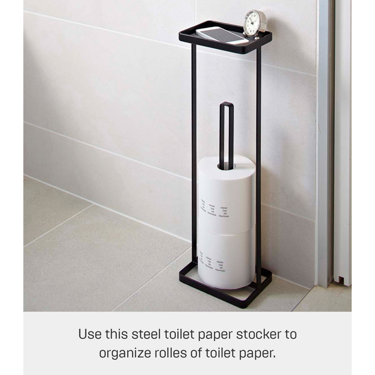 Black Metal Toilet Paper Stand with Tray, 20.47" Height