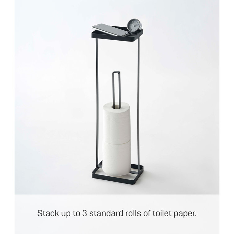 Black Metal Toilet Paper Stand with Tray, 20.47" Height
