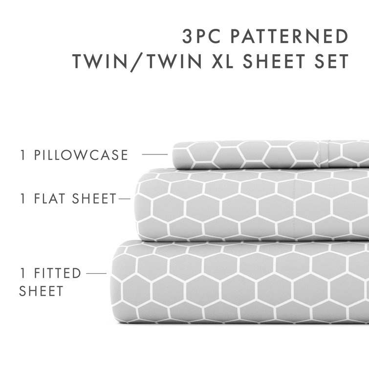 Gray Chevron Twin Microfiber Bedding Set with Pillowcase