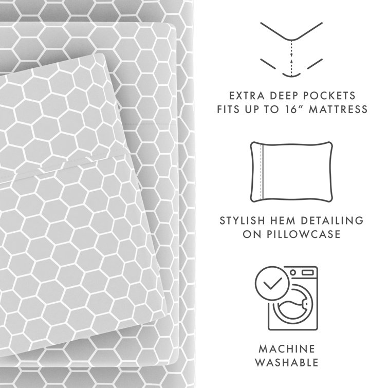 Gray Chevron Twin Microfiber Bedding Set with Pillowcase