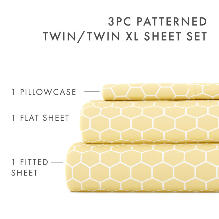 California King Yellow Chevron Microfiber Sheet Set