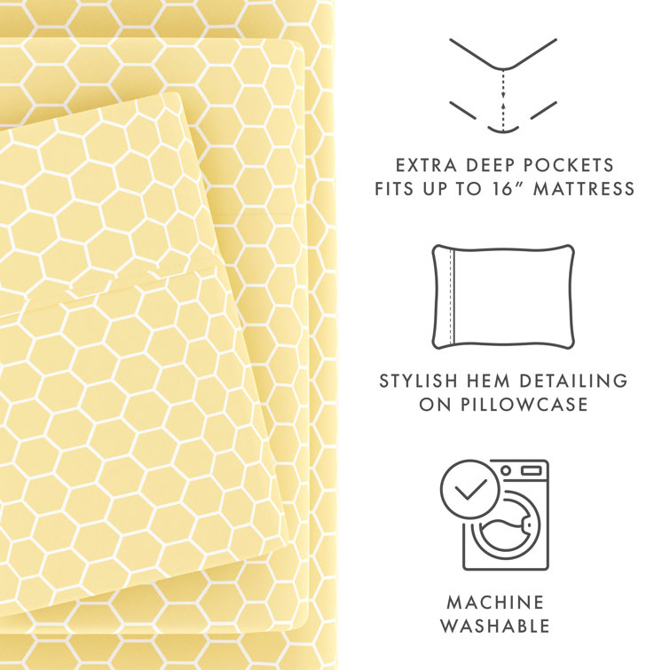 California King Yellow Chevron Microfiber Sheet Set