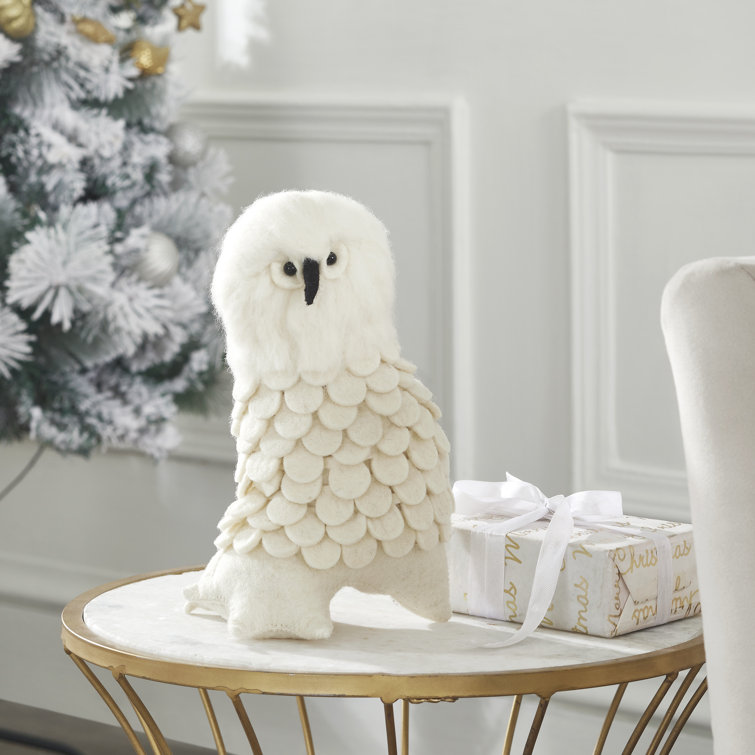 Handmade White Felt Snowy Owl Christmas Tree Topper
