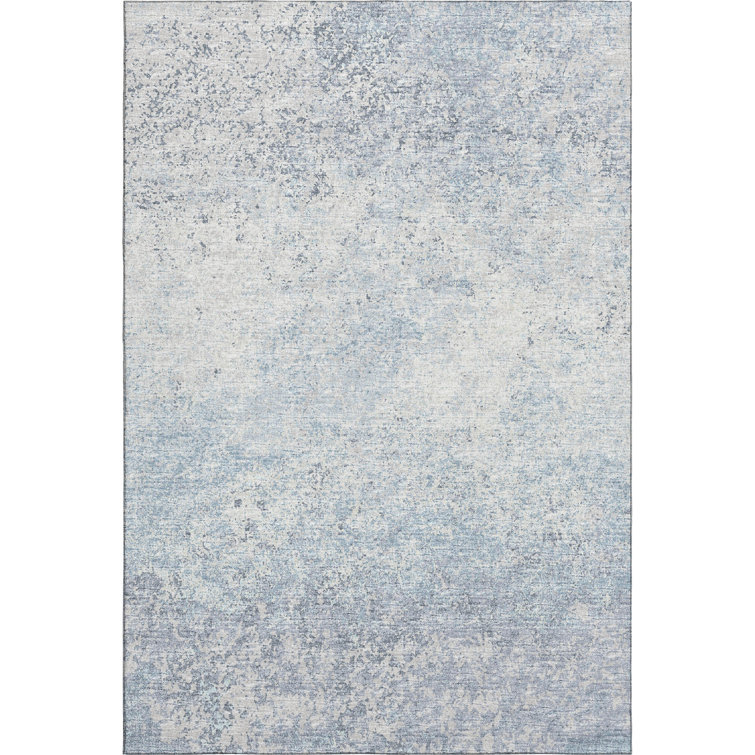Premium Blue Abstract Rectangular Washable Synthetic Rug