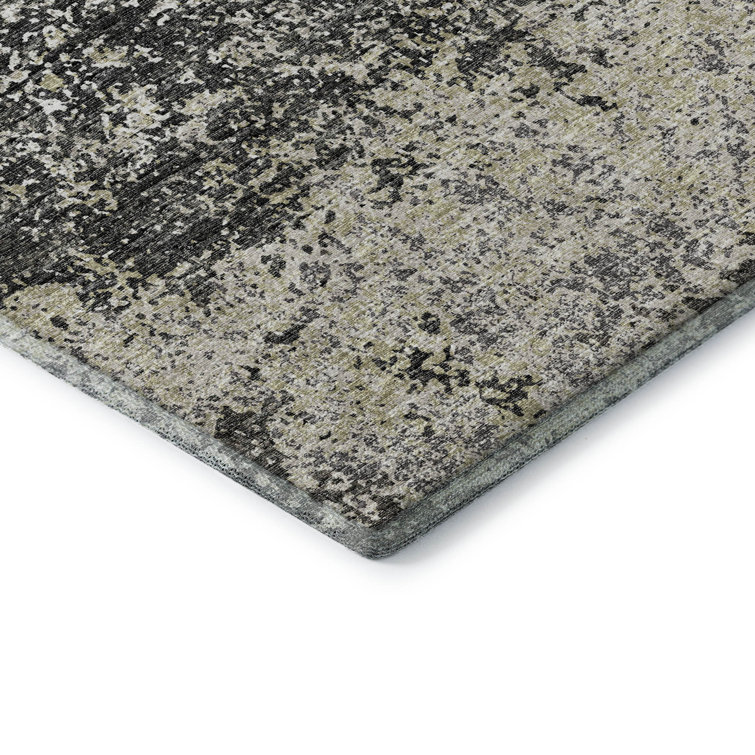 Premium Gray and Beige Abstract Washable Synthetic Rug 8' x 10'