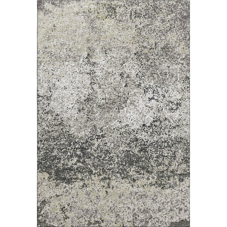Premium Gray and Beige Abstract Washable Synthetic Rug 8' x 10'