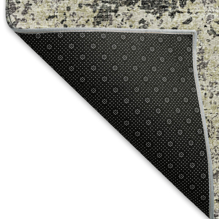 Premium Gray and Beige Abstract Washable Synthetic Rug 8' x 10'