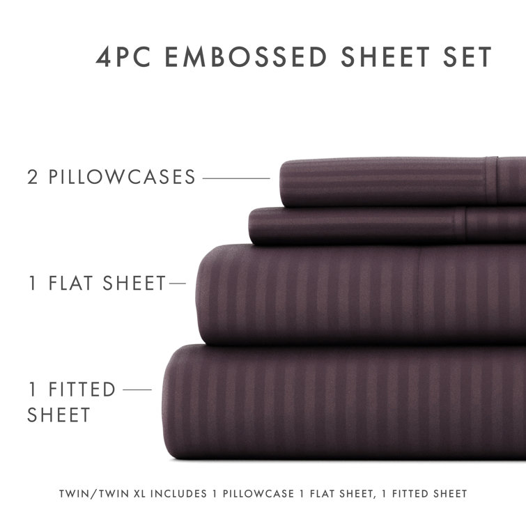 Full Purple Striped Cotton Microfiber Kids Sheet Set